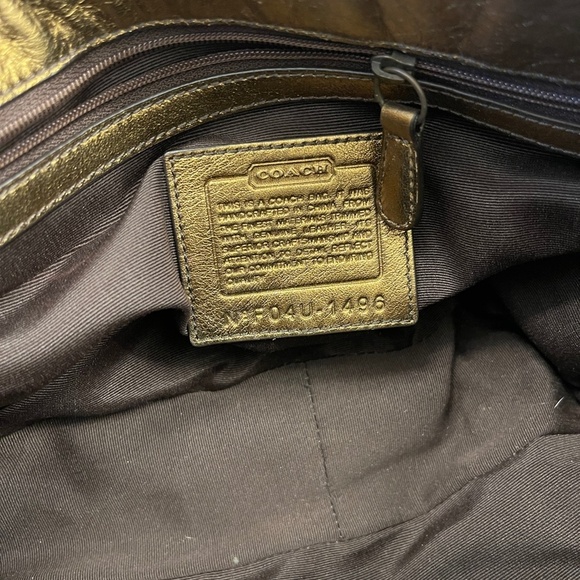 Vintage  Rare Coach Handbag purse with gold and signature khaki "C" - Picture 11 of 13
